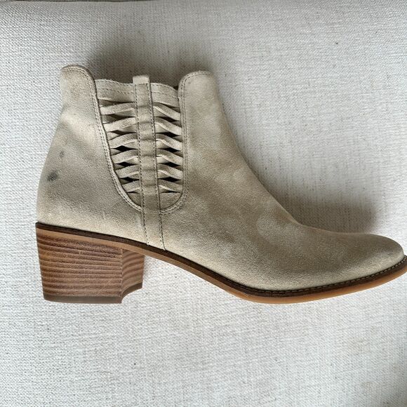 Paul Green Designer Suede Ankle Booties Beige Women's Size US 10 New $520 - Picture 7 of 11